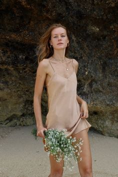 Upcycled Creme Silk Dress – Makarawear Big Luggage, Minimal Swimwear, Nude Dresses, Nude Slip Dress, Life Activities, Resort Look, Adventurous Women, Secret Dress, Slow Fashion Movement