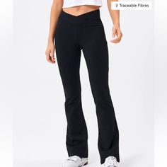 Brand: Glassons Size: Uk 6 (Equivalent To Size Us 0-2) Casual Flare Bottoms For Sports, Casual Sports Flared Bottoms, Trendy Fitted Sports Pants, Fitted Yoga Trousers For Sports, Fitted Wide Leg Sports Pants, Fitted Wide-leg Sports Pants, Fitted Trousers For Workout, Fitted Workout Trousers, Trendy Non-stretch Sports Bottoms