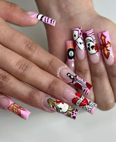 extendos | acrylics | nail art | valentines nails | french tip nails | pink nails | crystal nails | sanrio nails | duck nails | short nails | summer nails | freestyle nails  | Y2K nails | flower nails | 3D NAILS | nail designs | GIRLY NAILS | short acrylics | BUTTERFLY NAILS | long acrylics |bHOLIDAY NAILS | VACAY NAILS | ALMOND NAILS | nail inspo | HELLO KITTY NAILS | anime nails | cartoon nails | punk nails | Y2K | clase AZUL NAILS | Chrome nails | Airbrush nails | gradient nails | charm nails | black nails | Spring nails | Easter nails | Y2k Square Nails, 90s Cartoon Nails Acrylic, Valentines Nails French, Nail Inspo Hello Kitty, Valentines Nails French Tip, Nails Vacay, Clase Azul Nails, Duck Nails Short, French Tip Nails Pink