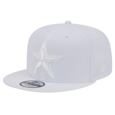 Rock a look that's as cold as ice on the next Dallas Cowboys game day with this Main White on White 9FIFTY Snapback hat from New Era. It features a sleek monochrome look and a team logo embroidered in raised details. The adjustable snap closure completes the design, making sure this Dallas Cowboys cap is a perfect fit every time you wear it. Dallas Cowboys Game Day, Cowboys Game Day, Dallas Cowboys Game, Dallas Cowboys Gear, Dallas Cowboys Hats, Cold As Ice, Cowboy Games, Cowboy Gear, Gameday Couture