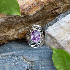 Filigree Sterling-Faceted Amethyst Ring Living Essentials, Sterling Silver Filigree, Amethyst Jewelry, Filigree Ring, Silver Filigree, Amethyst Gemstone, Amethyst Ring, Gemstone Jewelry, Gemstone Rings