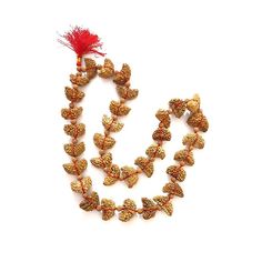 This 1 Mukhi Rudraksha Half Moon Shaped Mala is consists of 33 Rudraksha Beads of 1 Mukhi that are string in a red colored thread. 1 Mukhi Rudraksha Mala brings overall prosperity, good luck, and happiness to the Wearer. Color: Beige Brown Mix Total Beads: 32+1 Size of Beads: 27mm to 32mm Shape of Bead: Half-moon Shape Length of Mala: 18 Inches approx. *Please note that as Rudraksha is Natural Gift of nature, the pattern and color on beads might vary depending upon lot to lot. (Images shown in l Traditional Hand Knotted Necklaces For Meditation, Spiritual Necklaces For Rituals And Festive Occasions, Spiritual Beaded Necklaces For Festive Occasions, Traditional Hand Knotted Mala For Rituals, Festive Temple Jewelry For Meditation, Navratri Necklaces With Latkans And Round Beads, Festive Spiritual Temple Necklace With Latkans, Traditional Hand-strung Beaded Necklaces For Festivals, Festive Spiritual Beaded Necklaces