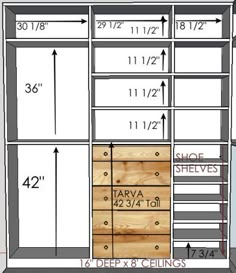 the measurements for closet doors and drawers