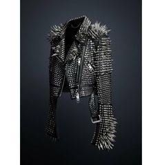 Men Full Black Steam Punk Silver Long Spiked Studded Genuine Leather Jacket Spiked Leather Jacket, Punk Leather Jacket, Scene Girl, Mode Punk, Studded Leather Jacket, Rocker Girl, Black Punks, Estilo Rock, Studded Jacket