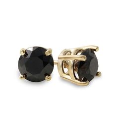 A look she'll turn to often, these stunning black diamond solitaire stud earrings pack a big visual punch. Crafted in warm 10K gold, each earring showcases an alluring 5/8 ct. enhanced black diamond in a four-prong setting. Captivating with 1-1/4 cts. t.w. of diamonds and a brilliant buffed luster, these refined post earrings secure comfortably with friction backs. Earrings Pack, Black Diamond Earrings Studs, Black Diamond Solitaire, Black Diamond Studs, Diamond Picture, Black Diamond Earrings, Diamond Birthstone, Solitaire Studs, Chains For Men