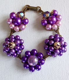 Radiant Orchid Vintage earring bracelet, jewelry, vintage, bracelet, vintage, wedding, upcycle recycle repurpose, purple bridesmaid bracelet Vintage Beaded Wedding Bracelets, Vintage Pearl Bracelet With Round Beads For Wedding, Vintage Round Pearl Bracelet For Anniversary, Adjustable Vintage Purple Jewelry, Vintage Adjustable Purple Jewelry, Handmade Vintage Wedding Bracelets, Vintage Handmade Wedding Bracelets, Vintage Pearl Bracelet For Anniversary, Vintage Purple Bracelets For Wedding