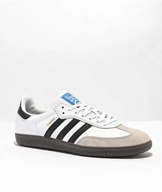 Born on the pitch, the Samba is a timeless icon of street style. This silhouette stays true to its legacy with a tasteful, low-profile, soft leather upper, suede overlays and gum sole, making it a staple in everyone's closet - on and off the pitch. Adidas Suede Sneakers For Skateboarding, Adidas Urban Skate Shoes With Contrast Sole, Adidas Suede Skate Shoes For Streetwear, Adidas Sneakers For Sports With Contrasting Heel, Adidas Sneakers With Contrasting Heel Counter For Streetwear, Adidas White Suede Skate Shoes, Adidas Leather Sneakers For Skateboarding, Adidas Leather Skateboarding Sneakers, Streetwear Skate Shoes With Contrasting Heel Counter