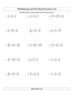 multiplying and dividing fractions worksheet for students to practice addition skills