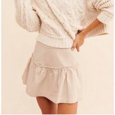 Free People Positank Tiered Mini Skirt Color: Champagne Size: 6 Brand New With Tags! Casual Beige Mini Skirt For Fall, Feminine Cotton Mini Skirt For Day Out, Cotton Feminine Mini Skirt For Day Out, Casual Fitted Mini Skirt For Brunch, Fitted Casual Mini Skirt For Brunch, Casual Beige Skirt For Fall, Cotton Lined Mini Skirt For Brunch, Casual Cotton Mini Skirt For Spring, Casual Relaxed Mini Skirt For Fall