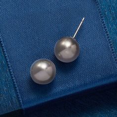 Ross-Simons - 9-9.5mm Black Cultured Tahitian Pearl Stud Earrings in 14kt White Gold. Exotic and refined, these 9-9.5mm black cultured Tahitian pearl stud earrings are a fashion statement that goes with everything - from tailored denim to a little black dress! Finishes with 14kt white gold post backings. Black pearl stud earrings. Tahitian pearls are unique and may vary. Pearl birthstones are the perfect gift for June birthdays. Classic Tahitian Pearl Earrings, Classic Tahitian Pearl Earrings For Formal Occasions, Classic Gray Jewelry For Formal Occasions, Pearl Birthstone, June Birthday, Tahitian Pearls, Black Culture, Pearl Stud Earrings, Pearl Studs