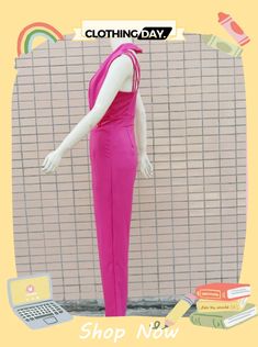 Summer Sleeveless Low Back Slim Ladies Office Career Jumpsuit Sleeveless Pink Party Jumpsuits And Rompers, Pink Sleeveless Jumpsuits And Rompers, Ladies Office, Office Wear, Low Back, This Summer, Career, Jumpsuit, Shop Now