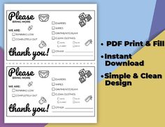 two printable coupons with the words please, thank you and don't fill out