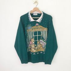 Vintage 90s Kitten Cat Bear Graphics Green Sweatshirt Large Cute Kitten Cat Lover Crewneck Kitten Cat House Art Pullover Cat Lover Size L WELCOME TO MY STORE. THANK YOU FOR VISITING. PLEASE READ & KNOW BEFORE DO PAYMENT. Size on tag: L Armpit to armpit: 25 inches Length from back collar to bottom: 26 Inches Shoulder: 25 Inches Sleeves Length From Shoulder: 20 inches Weight: 500g CONDITION   Used item, Condition LIKE A PICTURE. Small defect on sleeve.  Please Refer Photo Details For Confirmation. 90s Sweatshirt, Green Sweatshirt, Cat Sweatshirt, House Art, Cute Kitten, Sweatshirt Outfit, Vintage Usa, Kitten Cat, Vintage Sweatshirt