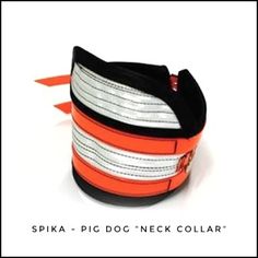 an orange and black belt with white stripes