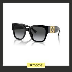 in stock Designer Matte Black Sunglasses With Gradient Lenses, Luxury Matte Black Square Frame Sunglasses, Luxury Matte Black Sunglasses With Gradient Lenses, Luxury Matte Black Sunglasses With Uva Protection, Luxury Matte Black Sunglasses For Formal Occasions, Polarized Sunglasses, Versace, Pick Up, In Store