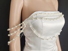 Detachable Wedding Sleeves,arm Jewelry,detachable Straps,crystal Pearl Shoulder Chain,fringe Bracelet .boho Bridal Accessories - Etsy Elegant Handmade Body Jewelry For Party, Elegant Adjustable Pearl Body Chain, Elegant Adjustable Body Chain With Pearl, White Pearl Embellished Backdrop Necklace For Party, Bohemian Adjustable Body Chain For Wedding, Adjustable Bohemian Body Chain For Weddings, Elegant Beaded Pearl Body Jewelry, Elegant Pearl Body Chain For Wedding, Elegant Beaded Body Chain For Wedding