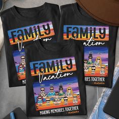 Do you love traveling and spending time with your family? Do you want to make your family trips more fun and colorful? If so, you will love this personalized shirt.This shirt is not just a regular shirt. It’s a special one that you can customize with your own family name and characters. This personalized shirt has a tropical print that makes it as personal and unique as you want.Your family will love this personalized shirt because it’s not just a gift, it’s a souvenir. It’s a way of celebrating Black Graphic T-shirt For Family Outings, Black Graphic Print T-shirt For Family Outings, Casual Summer T-shirt For Family Trip, Fun Custom Print T-shirt For Family Reunion, Family Matching Graphic T-shirt For Family Vacation, Family Vacation Fun T-shirt With Letter Print, Casual Black T-shirt For Family Vacation, Fun Letter Print T-shirt For Family Vacation, Fun Graphic T-shirt For Family Vacation