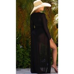 Take A Trip To The Pool Or Beach Sexy!! Black Mesh Cover-Up. Long Sleeve With Belt. Never Worn. Selling Because It's Too Long In Length For Me. I'm 5'3. In Excellent Condition. In A Smoke And Pet Free Home. Chic Black Swimwear For Vacation, Black Stretch Cover-up For Beach Season, Fitted Beachy Cover-up For Party, Fitted Beachy Party Cover-up, Fitted Sheer Cover-up For Beach Party, Sheer Fitted Cover-up For Vacation, Stretch Summer Cover-up For Party, Summer Party Stretch Cover-up, Fitted Vacation Cover-up For Party