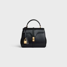 MINI 16 in satinated calfskin - Black | CELINE Celine 16, Fragrance Bottle, Plastic Shoes, New Fragrances, Hand Cream, Natural Leather, Luxury Handbags, Belt Bag, Mini Bag