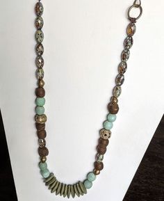 More great #necklace styles by @redbirdoriginals17 on #IG. #TheBeadChest #EthicallySourced #Jewelry #Chic #AfricanBeads #StoneBeads #Turquoise #DIY #Boho #JewelryBlogger #EtsyShop #EtsyStore #BeadMaker #HealingStones #CrystalJewelry #HomeDecor #InteriorDesign #Designer #DIYDecor #UpcycledJewelry #RomanGlass #Handmade #HandmadeJewelry #Turquoise #PrayerBeads #WomensFashion #Beauty #MensFashion #Weaving #DIYCrafts #Necklace #BeckyOwens Artisan Beaded Necklace With Oval Spacer Beads, Earthy Spacer Beads For Jewelry Making, Large Jade Beads For Jewelry Making, Artisan Spacer Beads For Jewelry Making, Earthy Large Beads For Jewelry Making, Spacer Beads Jewelry With Recycled Glass For Jewelry Making, Recycled Glass Spacer Beads Jewelry For Jewelry Making, Artisan Green Beaded Necklace With Czech Glass, Artisan Green Czech Glass Beaded Necklaces