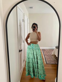 Bohemian Moss Green Floral Beach Maxi Skirt Stylish Boho Skirt Dress S/M Beach Maxi Skirt, Statement Skirt, Boho Skirt, Maxi Skirt Dress, Boho Pants, Boho Skirts, Bohemian Fashion, Skirt Dress, Moss Green