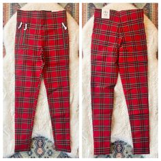 Brand New With Tags! Zara Plaid Moto Style Triple Zipper Knit Stretchy Legging Pants Size Xs I Ship Daily! Bundle With Other Items From My Closet And Pay Only One Shipping Fee 11/4/23 Trendy Non-stretch Red Leggings, Trendy Red Non-stretch Leggings, Trendy Plaid Bottoms For Winter, Trendy Plaid Winter Bottoms, Fitted Plaid Bottoms For Winter, Red Casual Leggings For Winter, Red Casual Winter Leggings, Red High Waist Casual Leggings, Casual High Waist Red Leggings