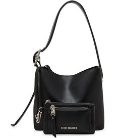 From Steve Madden&#x2C; the Blisaa Small Bucket Bag features:Faux LeatherPU Exterior16-drop shoulder strapMagnetic snap closureInterior removable pouchInterior pouch features 2 metal zipper pocketsApprox. 8.5 L x 4 D x 8 HImported. Small Bucket Bag, Small Buckets, Metal Zipper, Dillard's, Drop Shoulder, Steve Madden, Bucket Bag, Pouch, Shoulder Bag