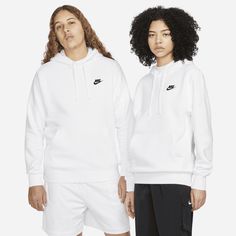 A closet staple, the Nike Sportswear Club Fleece Pullover Hoodie combines classic style with the soft comfort of fleece. White Nike Sweatshirt, White Nike Hoodie, Nike Sportswear Club Fleece, Nike Swoosh Logo, Hoodie White, Nike Sweatshirts, White Nike, Nike Hoodie, Nike Golf