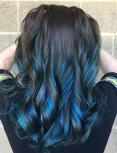 Blue Highlights In Brown Hair, Ideas For Dark Brown Hair, Highlights In Brown Hair, Blue Balayage, Blue Brown Hair, Coffee Brown Hair, Blue Hair Highlights, Highlight Ideas