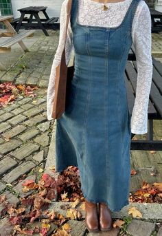 Dress In Winter Aesthetic, Outfits With Dresses Winter, Cute Maxi Dress Outfits, Dress Fits Casual, Light Blue Fall Outfits, Catholic Outfits Church, Laura Jean Covey Outfits, 2024 Winter Fashion, Fall Outfits With Dresses