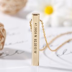 The long, vertical pendant that gives this necklace its chic, elegant appearance is embellished with the engraving of your choice. You can have it engraved just on a single side, or you can have all four sides personalized.Chain Type: Cable chainMaterial: 925 SilverPlating Color: Silver, Yellow Gold, Rose Gold Minimalist Laser Engraved Rectangular Pendant Jewelry, Engraved Rectangular Pendant Bar Necklace As Gift, Rectangular Stainless Steel Necklaces With Engraved Text, Rectangular Stainless Steel Necklace With Engraved Text, Elegant Rectangular Laser Engraved Necklace, Rectangular Jewelry With Engraved Text For Anniversary, Rectangular Necklaces With Engraved Text For Anniversary Gift, Minimalist Rectangular Jewelry With Engraved Text, Rectangular Engraved Text Jewelry For Anniversary