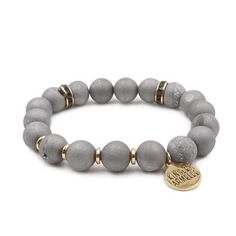 Kinsley Armell Geode Collection Slate Bracelet Elegant Gray Bracelets For Everyday, Bohemian Culture, Gray Bracelet, Grey Beads, Diamond Jewel, List Ideas, Bracelet Design, Beaded Stretch Bracelet, Agate Beads