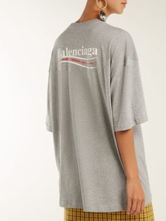 Oversized logo-print stretch cotton-jersey T-shirt | Balenciaga | MATCHESFASHION.COM Balenciaga Eyewear, Stretch Cotton, Long Sleeve Tshirt Men, Cover Up, Women Wear, ? Logo