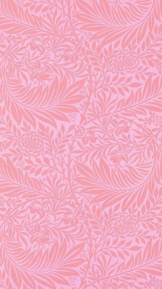 a pink wallpaper with leaves and flowers on the bottom right corner is an abstract design