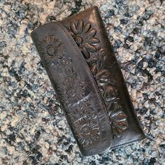 Mexican Wallet (Not Fossil) Straight From Mexico Black With Flowers Embossed Bought For A Friend But Never Gave (Guess Forgot I Had It) Never Used Black Embossed Wallet For Everyday Use, Fossil, Black Color, Bag Lady, Wallet, Flowers, Women Shopping, Black, Color