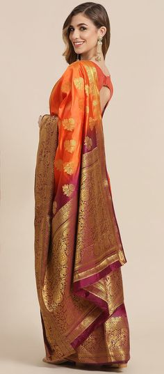 Festive, Traditional Orange color Art Silk fabric Saree : 1939564 Traditional Wear With Zari Work In Artistic Drape, Artistic Traditional Wear With Zari Work, Artistic Saree For Wedding And Festivals, Artistic Festive Traditional Wear For Festivals, Artistic Traditional Wear For Festivals, Artistic Festive Traditional Wear, Artistic Wedding Saree With Pallu Design, Artistic Wedding Saree, Artistic Dupatta For Festivals In Traditional Drape