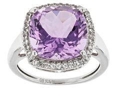 6.40ct Square Cushion Amethyst With 0.30ctw Round White Topaz Platinum Over Sterling Silver Ring. Measures Approximately 0.60"L x 0.57"W. Not Sizeable. Gia Certified Purple Diamond Jewelry, Gia Certified Purple Jewelry For Anniversary, Gia Certified Purple Jewelry For Anniversaries, Topaz Gemstone, Amethyst Gemstone, White Topaz, Cultured Pearls, Purple Amethyst, Up Styles