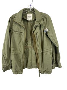 Brand: MADEWELL Style: JACKET UTILITY Color: GREEN Size: S SKU: 186-186225-18920 CONDITION: GENTLY USED Fossil Devon Crossbody Bag Green, Olive Denim Jacket Outfit, Casual Dark Green Outerwear For Fall, Green Parka For Fall, Green Long Sleeve Parka For Fall, Spring Green Parka For Outdoor, Green Fall Parka, Green Fall Outdoor Outerwear, Casual Green Parka