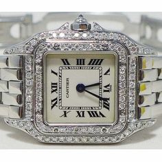 The Cartier Panthere Stainless Steel Women's Diamond Watch 23mm ~1ct is a timeless classic. This Luxurious Cartier watch is pre-owned, in excellent condition, and comes in an original box with a full warranty from ItsHot.com. Whether you're looking for a classic timepiece or a luxurious statement piece, the  Cartier Panthere Stainless Steel Women's Diamond Watch 23mm ~1ct is the perfect choice. Each watch can be additionally customized with diamonds (please contact us for details). Luxury Cartier Diamond Watch With Vvs Clarity, Luxury Cartier Watches With Diamond Accents, Luxury Classic Cartier Diamond Watch, Classic Diamond Watch For Anniversary, Classic Platinum Jewelry With Diamond Accents, Formal Round Analog Diamond Watch, Classic Round Diamond Watch With Accents, Classic Diamond White Watch For Anniversary, Classic Wedding Watches In Diamond White