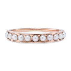 Simple and chic  this 14-karat rose gold ring features cultured freshwater pearls. It makes a perfect daily accessory on its own or stacked with favorites. Elegant Stackable Rose Gold Pearl Ring, Elegant Rose Gold Stackable Pearl Ring, Rose Gold Stackable Pearl Ring, Stackable Rose Gold Pearl Ring, Classic Rose Gold Pearl Rings, Freshwater Pearl Ring, Step Kids, Freshwater Cultured Pearls, Pearl Ring