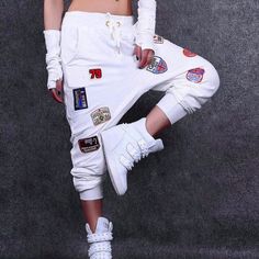 Women's Joggers Loose Hip Hop #Pants ____________________________________________ Zorket Provides Only Top Quality Products for Reasonable Prices + FREE SHIPPING Worldwide ____________________________________________ Casual White Non-stretch Harem Pants, White Baggy High Waist Harem Pants, White High Waist Baggy Harem Pants, Fitted White Bottoms With Patchwork Details, Hip Hop Style White Cotton Bottoms, White Stretch High Waist Harem Pants, White Wide Leg Hip Hop Sweatpants, White Stretch Harem Trousers, Hip Hop Style Wide Leg White Sweatpants