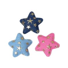 three different colored stars on white background