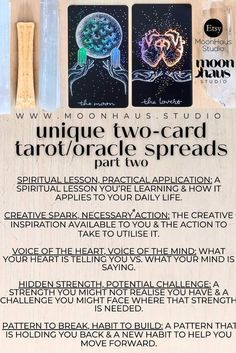 the instructions for how to use tarotracic cards in an art project, including two