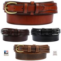 Amish Handcrafted LEATHER RANGER BELT 1½" Wide – Stitched - Heavy Duty 10/12oz. Hand-tooled from the finest top grain leather, this is 1½" wide and boasts beautiful accent stitching. Thick and durable 10/12oz (distressed is 9/10oz) leather enable these belts to be worn daily for years! While stunning in its simplicity, it is designed for durability and is an ideal gun belt! Tanned by Wickett & Craig of America - since 1867. Both men and women love this belt! While stunning in its simplistic styl Western Belts With Belt Loops For Everyday Use, Leather Western Belts For Everyday, Leather Christmas Gifts, Ranger Belt, Custom Leather Belts, Belt Wide, Leather Colors, Men's Belts, Unique Gifts For Him