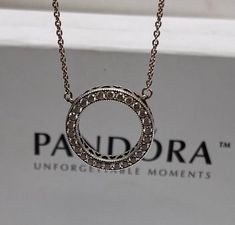 Beautiful Genuine Pandora Sterling Silver and Cubic Zirconia Pave Circle of Sparkle Necklace good pre/owned condition No Box  measures 17.5" length adjustable and the circle pendant measures 3/4" Adjustable Round Diamond Necklace, Brighton Bracelets, Unusual Rings, Sparkle Necklace, Silver Circle, Wedding Jewellery Necklace, Silver Art, The Circle, Lovely Earrings