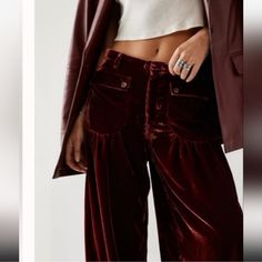 Gorgeous Free People Velvet Pants, Size 24. Can Be Worn Cinched At The Bottom Or Flared!! Free People Velvet, Velvet Pants, Free People Pants, Pant Jumpsuit, Lotus, Free People, Pants For Women, Velvet, Pants