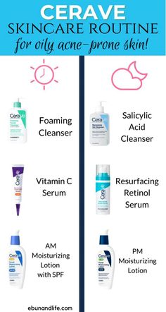 If you have oily acne prone skin and you’re looking for the best Cerave products to use, here is a Morning & Nighttime Skincare Routine that yiu can follow. Cerave Skincare Routine, Acne Prone Skin Care Routine, Cerave Skincare, Acne Prone Skin Care, Skincare For Oily Skin, Face Skin Care Routine, Oily Skin Care Routine