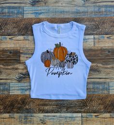 Hey Pumpkin crop top and sweathirt. Women's Pumpkin crop top for fall. Lightweight and breezy! Trendy Fall Crop Top T-shirt, Trendy Orange Crop Top For Fall, White Cotton Tank Top For Fall, Trendy Crop Top T-shirt For Fall, Casual Orange Crop Top For Fall, White Cotton Crop Top For Fall, Fall Cropped Cotton Tank Top, Fall Graphic Print Crop Top, Cropped Cotton Tank Top For Fall