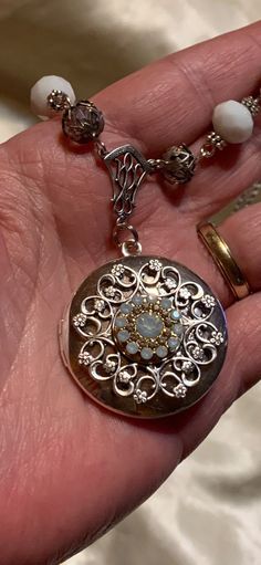 Excited to share this item from my #etsy shop: Vintage locket, filigree locket, victorian photo locket, rhinestone necklace, beaded necklace, gift for her, gift for mom, birthday gift, Pretty Lockets, Pagan Necklace, Gift For Mom Birthday, Pentagram Necklace, Vintage Locket, Victorian Photos, Wiccan Jewelry, Vintage Lockets, Photo Locket