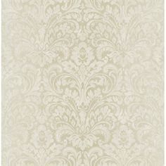 a beige and white wallpaper with an ornate design